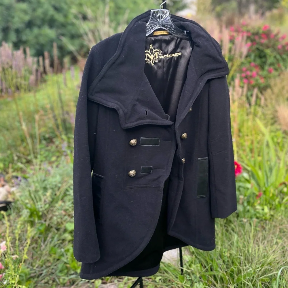 Wool coat MACKAGE with WIRE COLLAR so you can shape it NWOT
